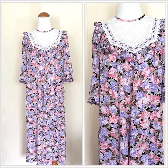 Vintage Dresses & Skirts - VTG Cottagecore Floral Dress